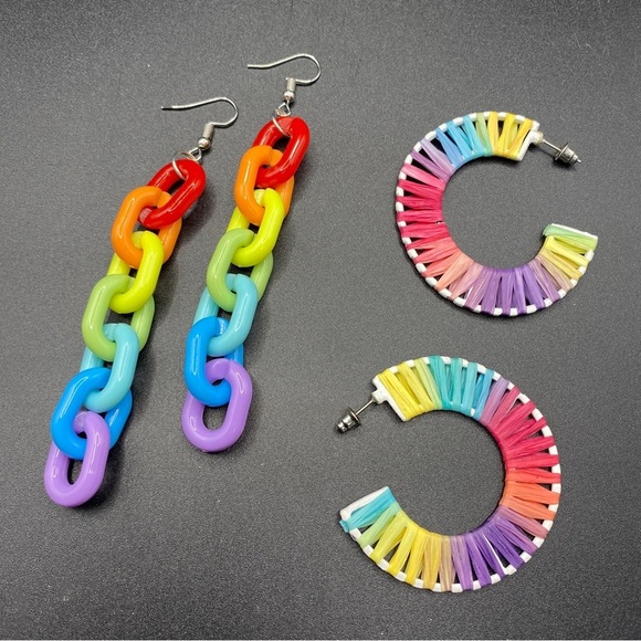 Pride Month Pair Pierced Rainbow Unisex Earrings - Picture 5 of 5